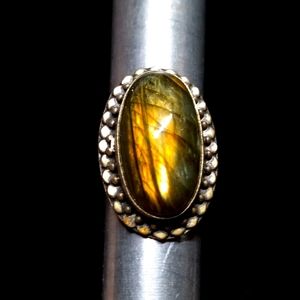 112 NWT Labradorite gemstone crystal 925 silver ring size 9 free shipping sale
